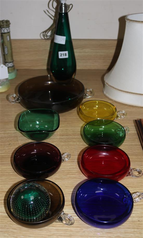 A Murano glass lamp and other glass